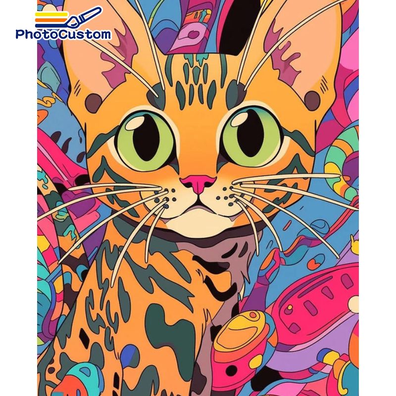 Art Craft Ideas Easy - PhotoCustom Ginger Cat Painting By Numbers