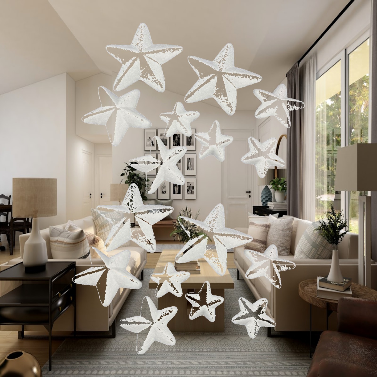 Art And Craft Xmas Tree - 16x Foam Stars Christmas Decorations Arts