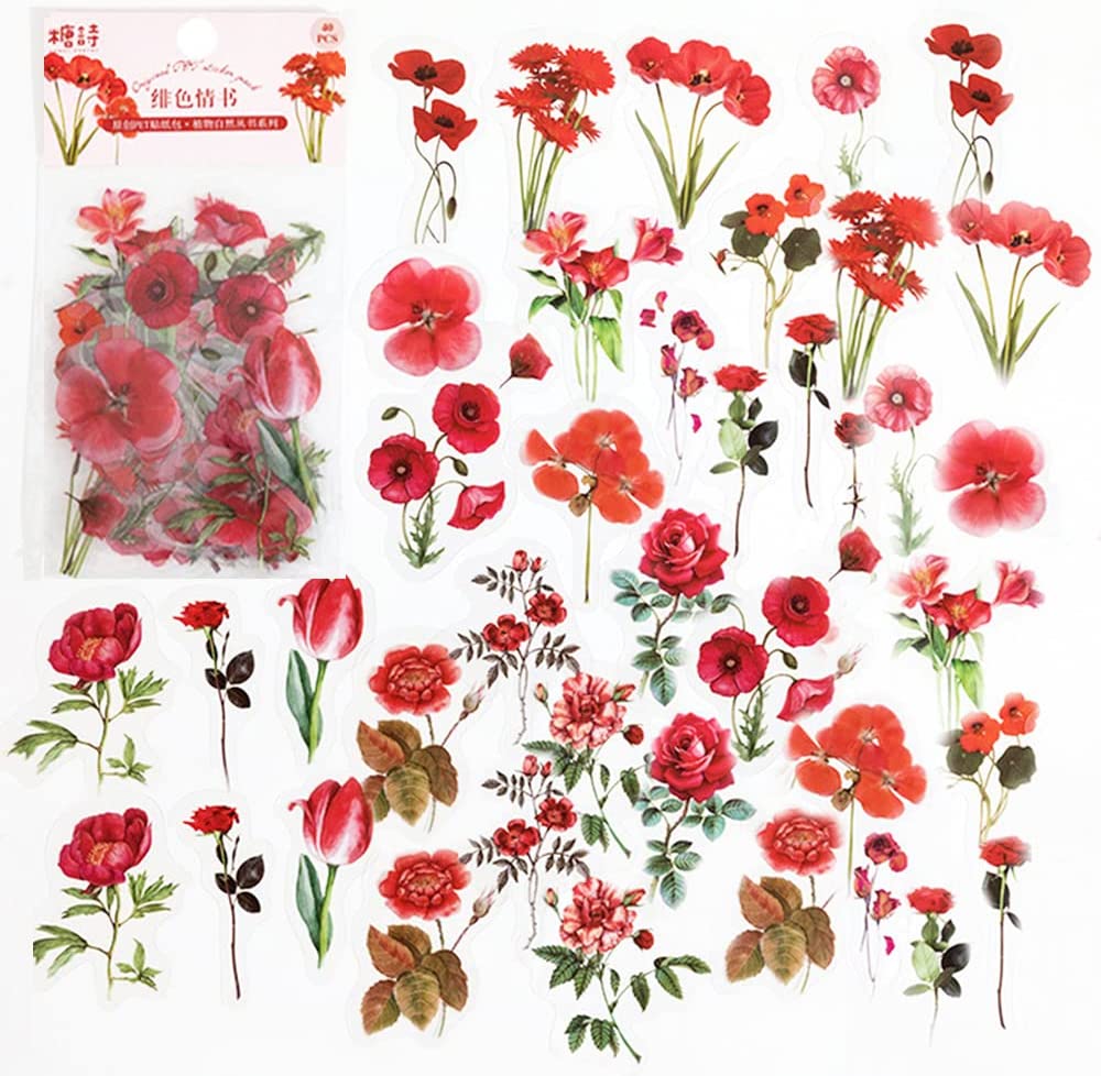 Art Craft Journals - 40 Pcs Scrapbook Stickers PET Transparent