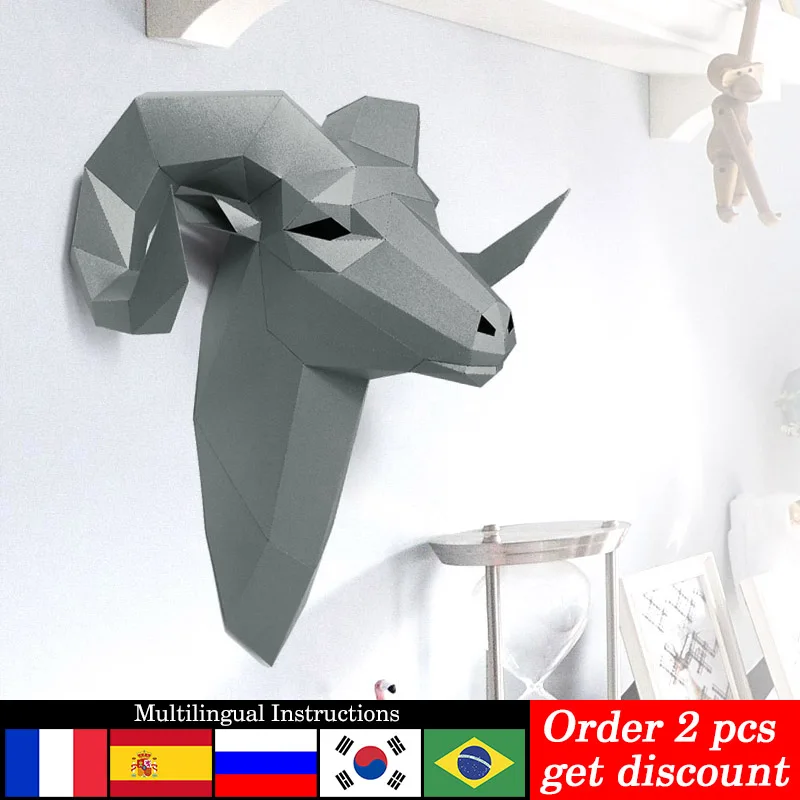 Wallpaper Art And Craft - Pre-cut Bighorn Wild Sheep Animal Wall