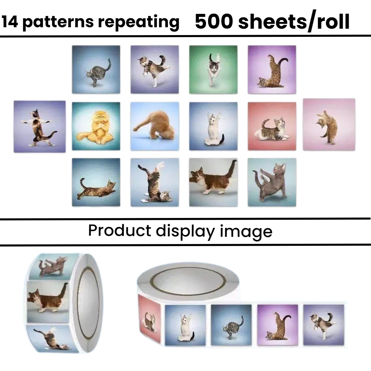 Art Craft Journals - 500pcs Cute Cat Roll Stickers Funny