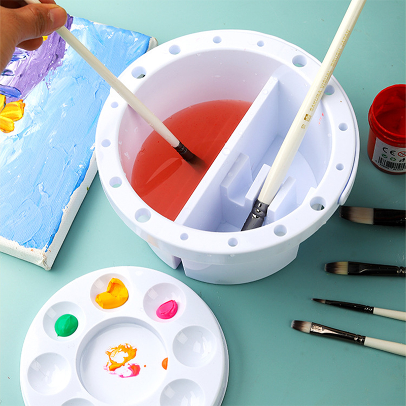 Watercolor Brush Pen - 3-in-1 Brush Washer Bucket with Palette