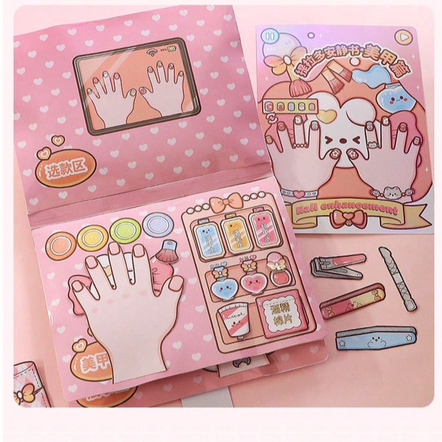 Art Craft For 3 Year Old - Pink Children DIY Nail Salon Quiet