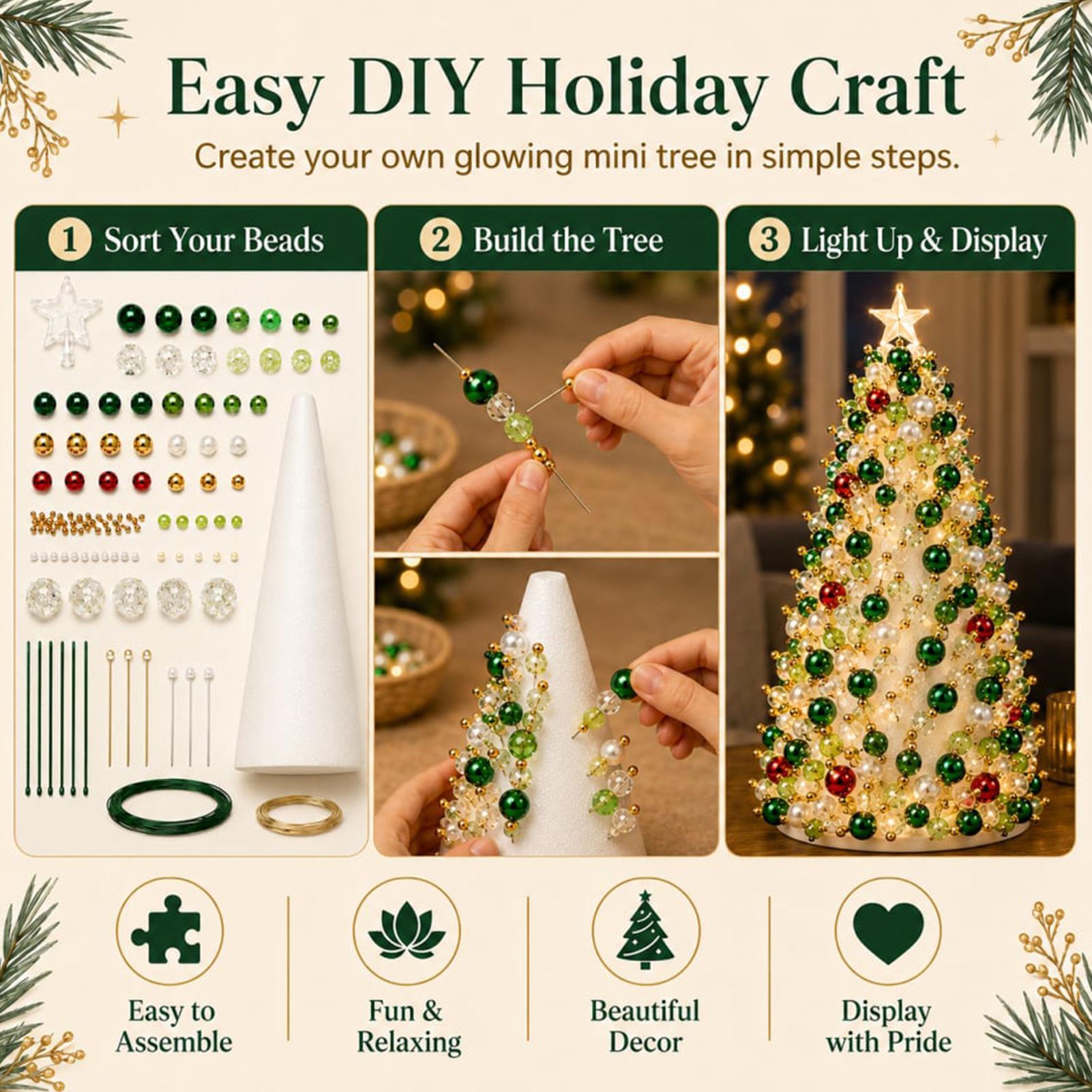 Art Craft Christmas Tree - Beaded Christmas Tree Kit DIY 3D