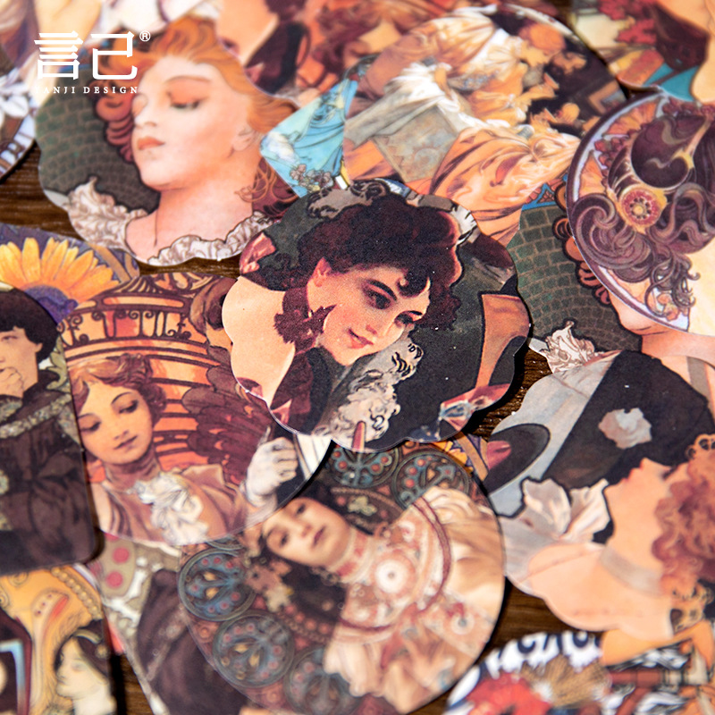 40 Sheets Mucha Themed Sticker - Art Craft Journals 评论和价格