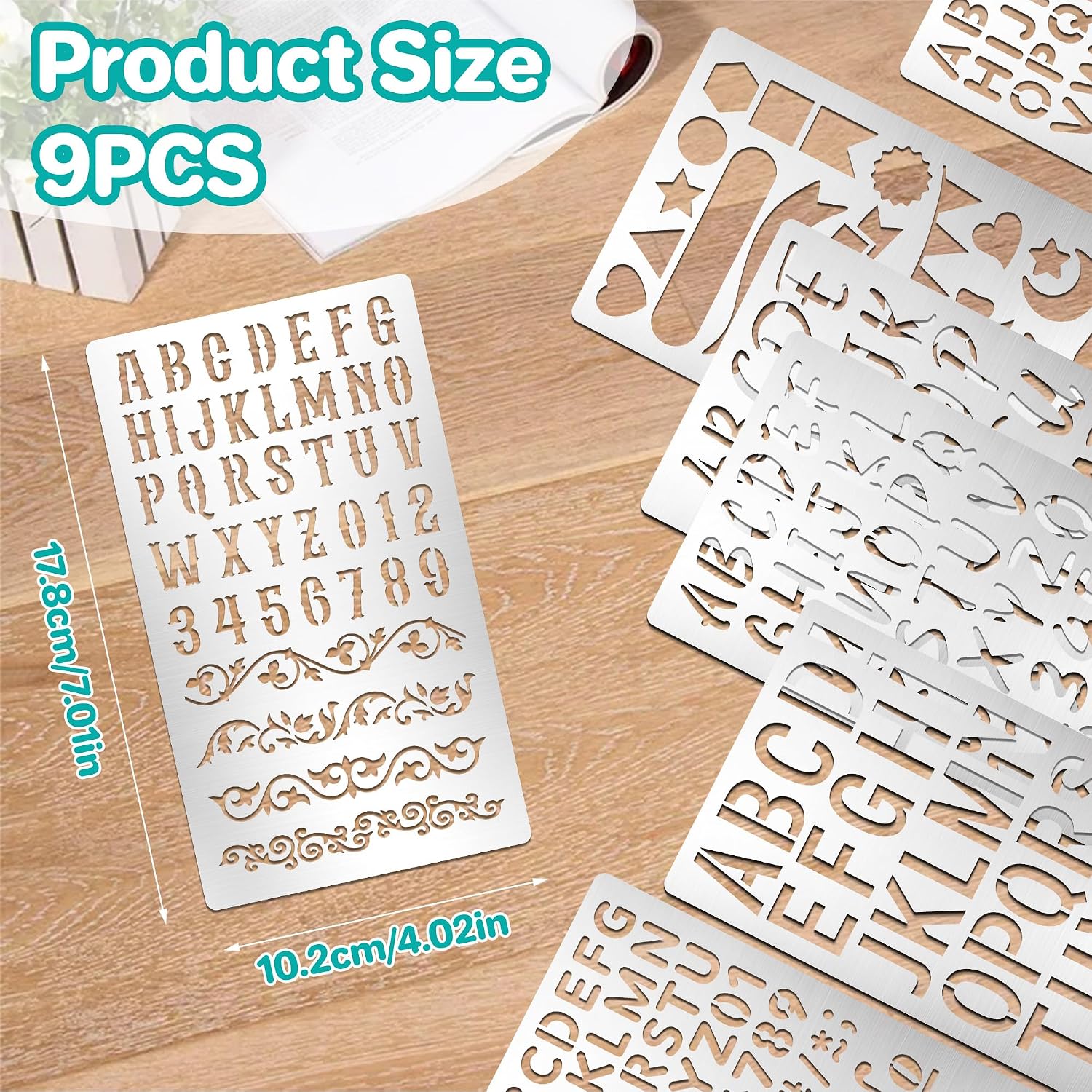 9Pcs Metal Letter Number Stenc - Art Craft Journals 评论和价格