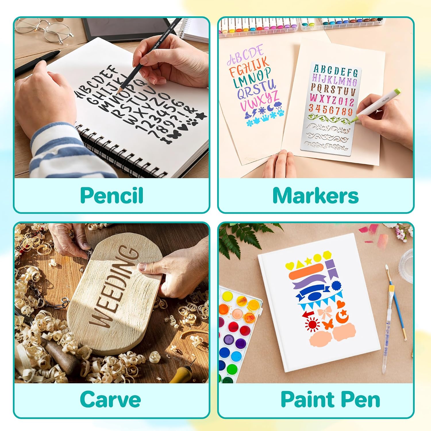9Pcs Metal Letter Number Stenc - Art Craft Journals 评论和价格
