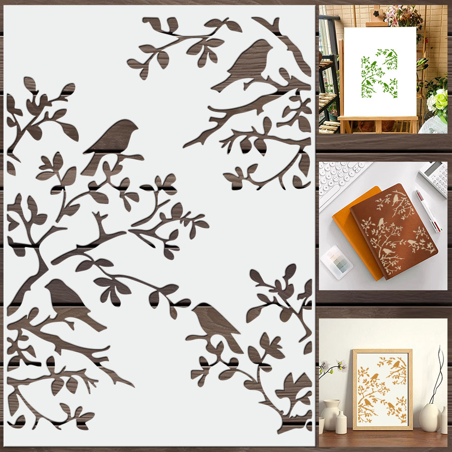1pcs DIY Bird Branch Stencil f - Art Craft Journals 评论和价格