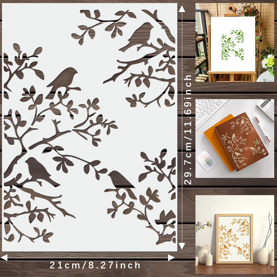 1pcs DIY Bird Branch Stencil f - Art Craft Journals 评论和价格