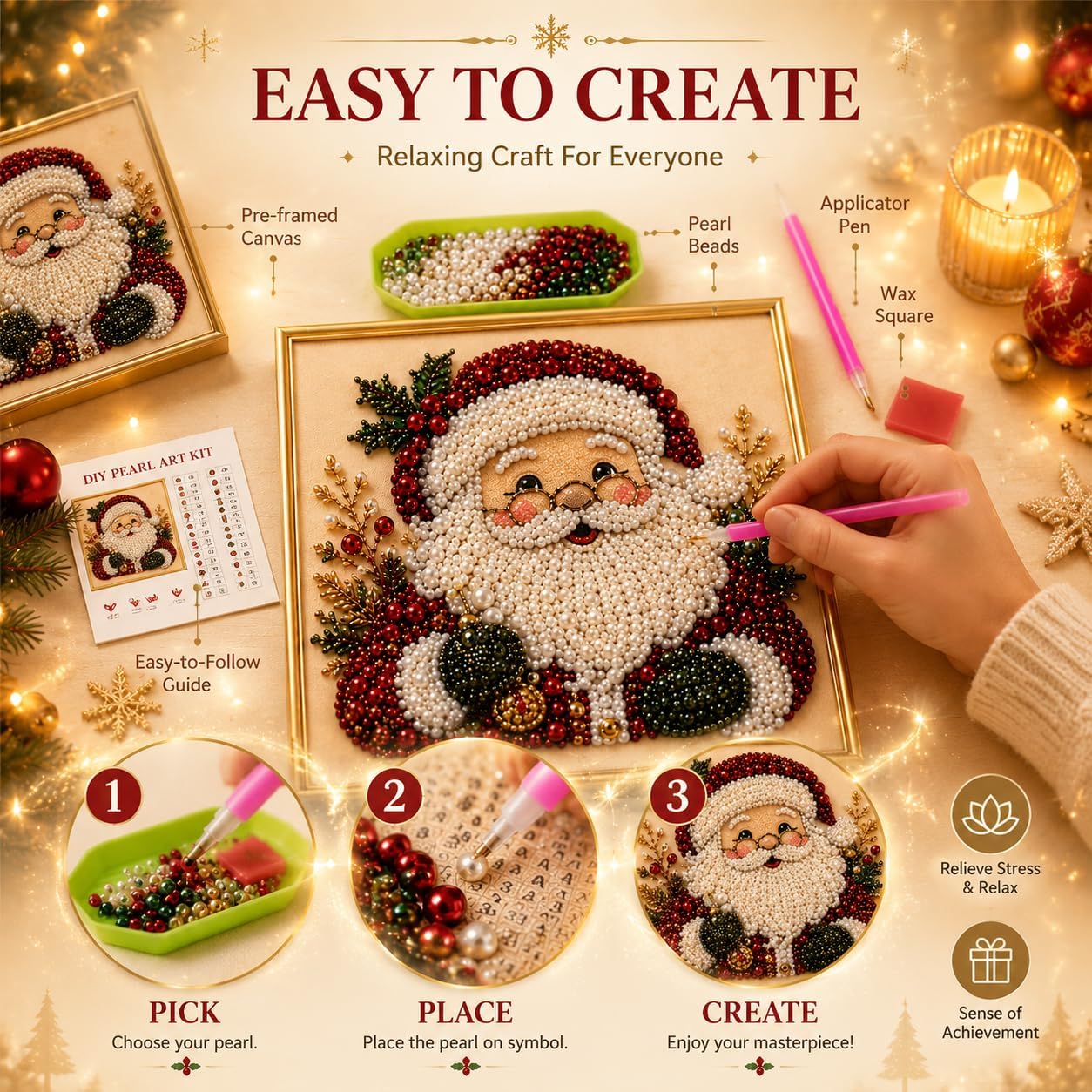 DIY Christmas Pearl Diamond Pa - Art Craft Adult 评论和价格