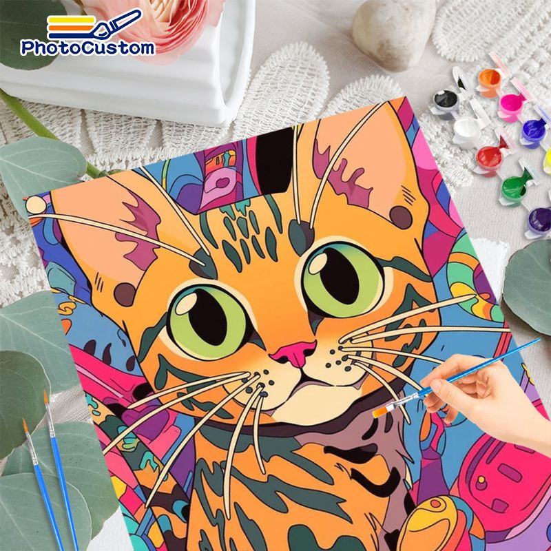 PhotoCustom Ginger Cat Paintin - Art Craft Ideas Easy 评论和价格