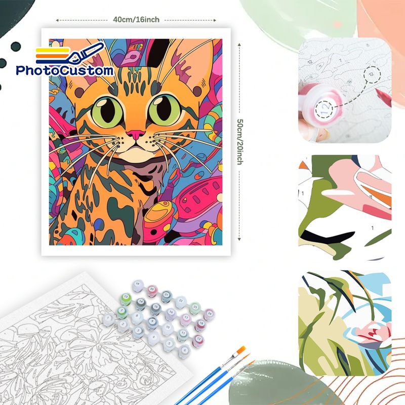 PhotoCustom Ginger Cat Paintin - Art Craft Ideas Easy 评论和价格