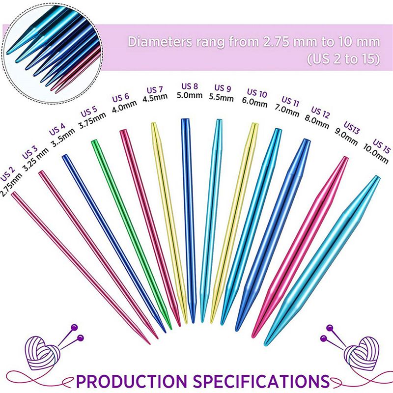 A27F-52 Pieces Aluminum Interc - Knitting Needle Circular 评论和价格