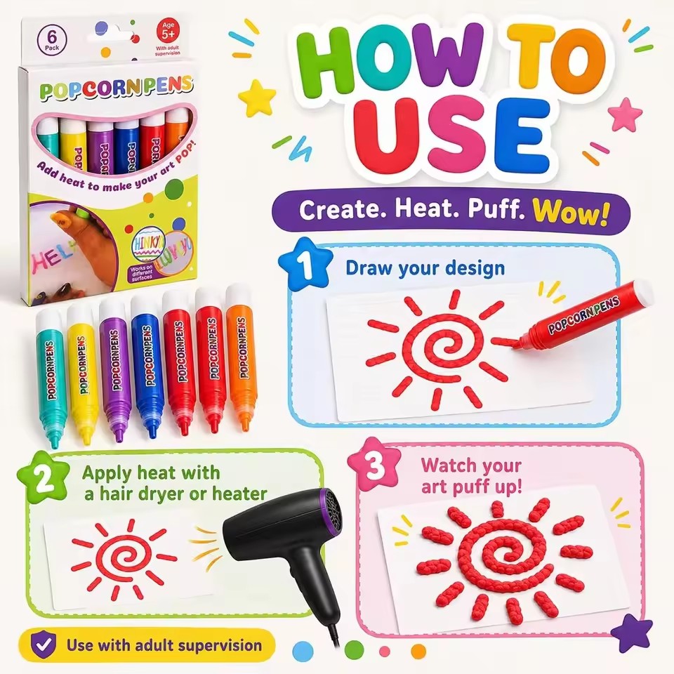 Puffy Popcorn Pen Set, Smooth  - Art Craft Journals 评论和价格