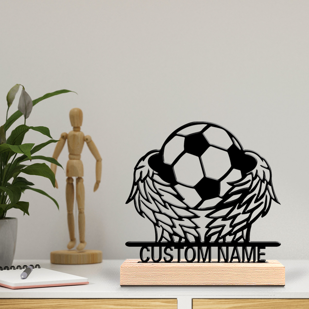 1pc Wing Soccer Custom Text Ti - Art Craft Wood 评论和价格