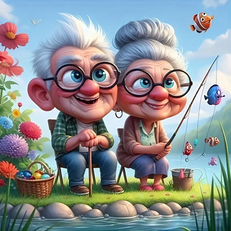 Grandparents Fishing Diamond P - Art Craft Adult 评论和价格