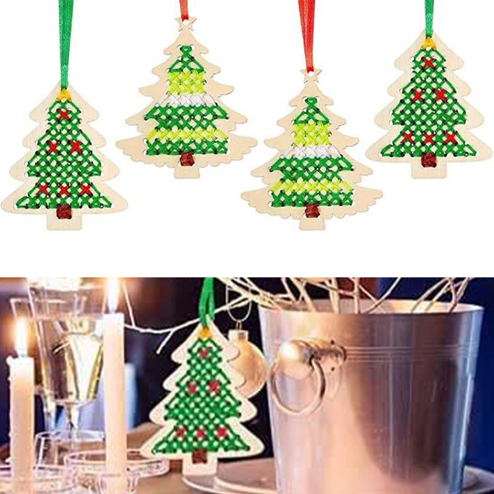 10Pcs HandMade Cross Stitch Ch - Art Craft Christmas Tree 评论和价格