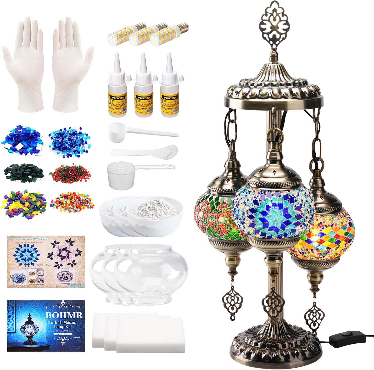 DIY 3 Globe Turkish Mosaic Lam - Art Craft Adult 评论和价格