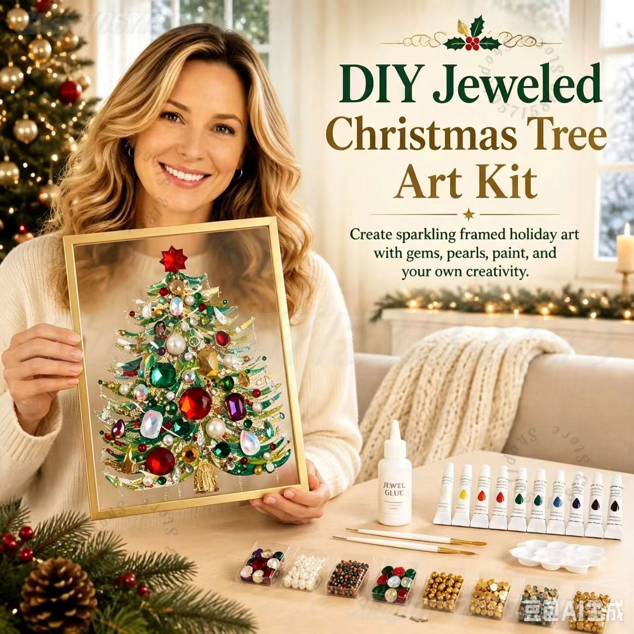 DIY Jeweled Christmas Tree Art - Art And Craft Xmas Tree 评论和价格