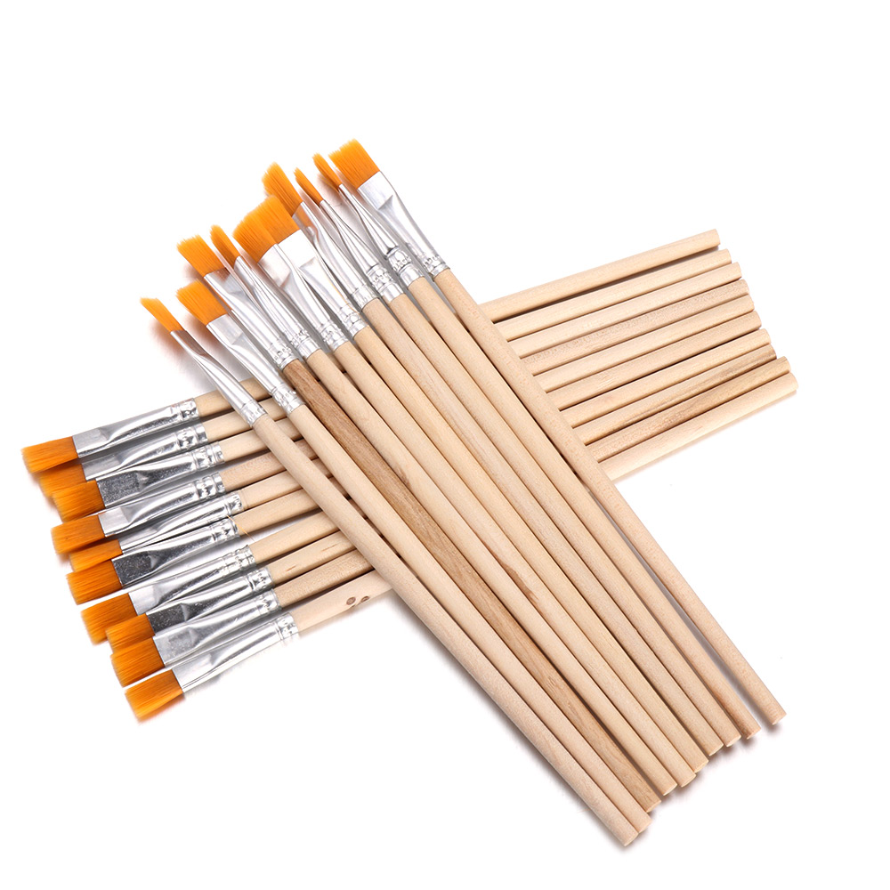 10Pcs/Set Flat/Tip Wood Handle - Watercolor Brush Pen 评论和价格