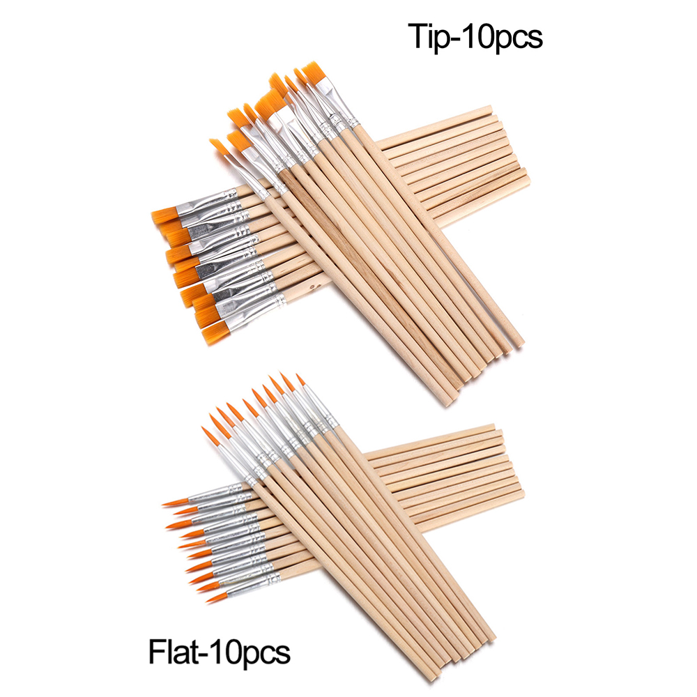 10Pcs/Set Flat/Tip Wood Handle - Watercolor Brush Pen 评论和价格