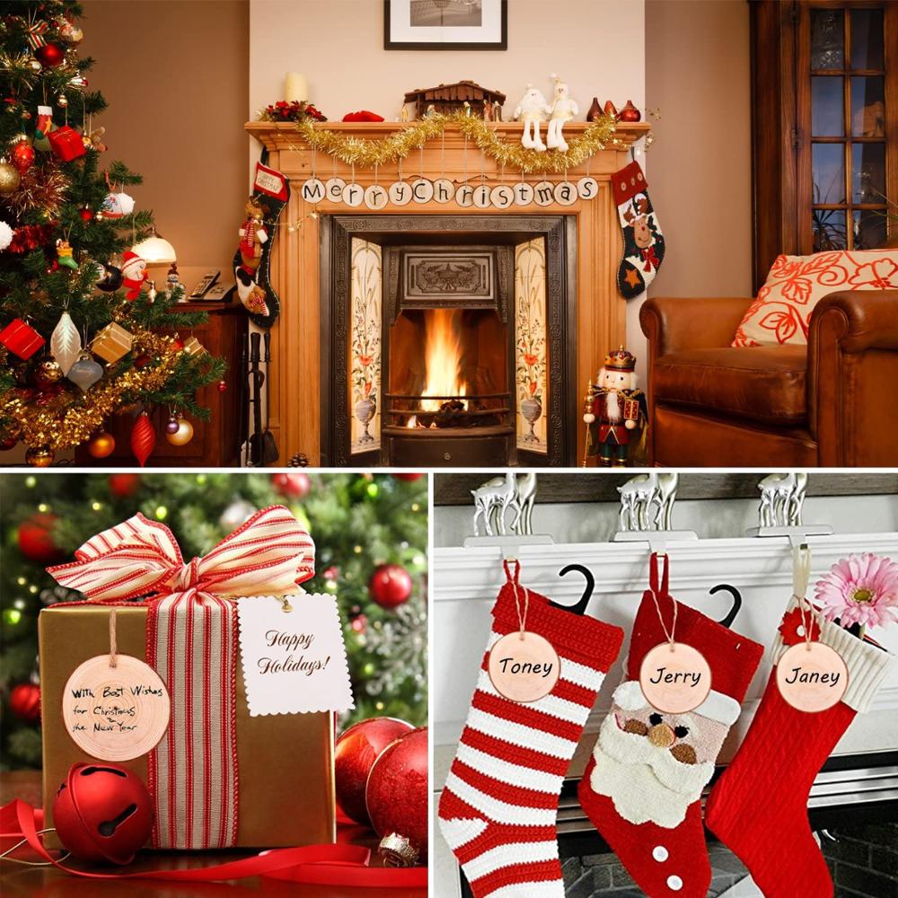 Natural Wood Slices Craft Wood - Art Craft Christmas Tree 评论和价格
