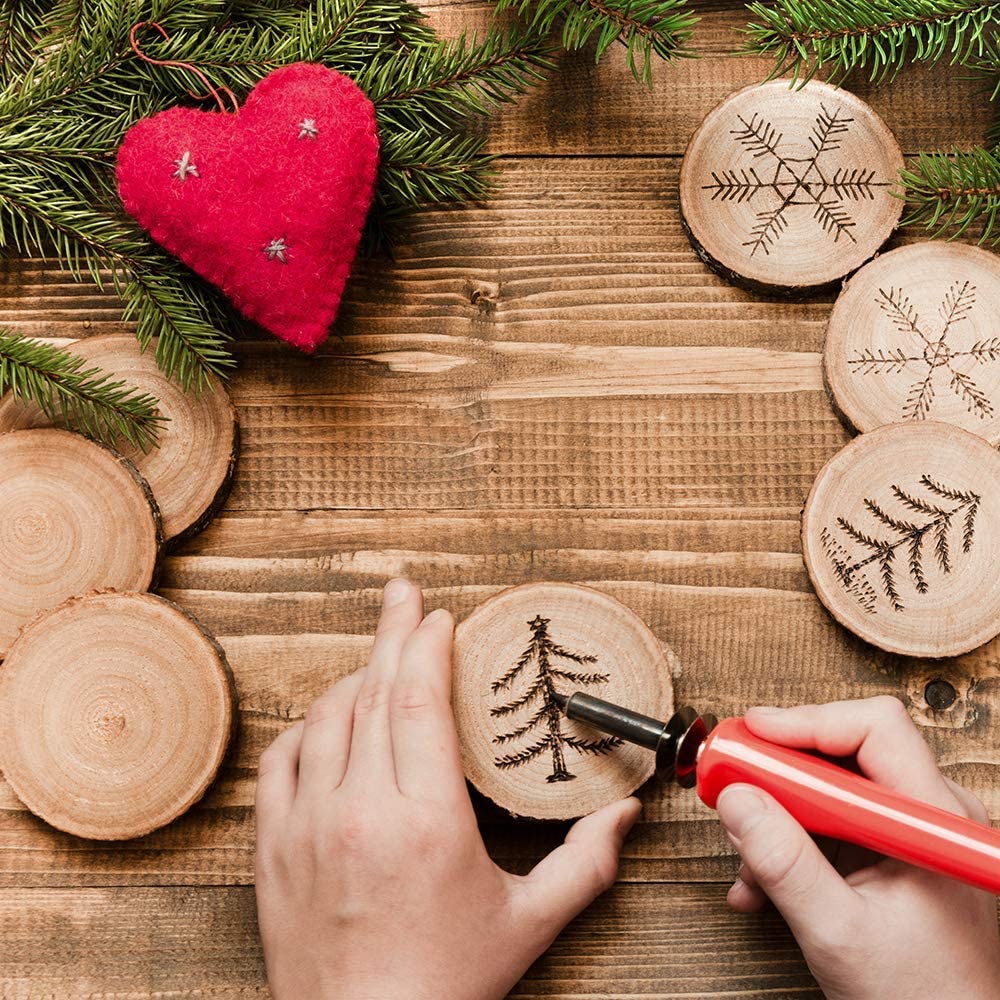Natural Wood Slices Craft Wood - Art Craft Christmas Tree 评论和价格