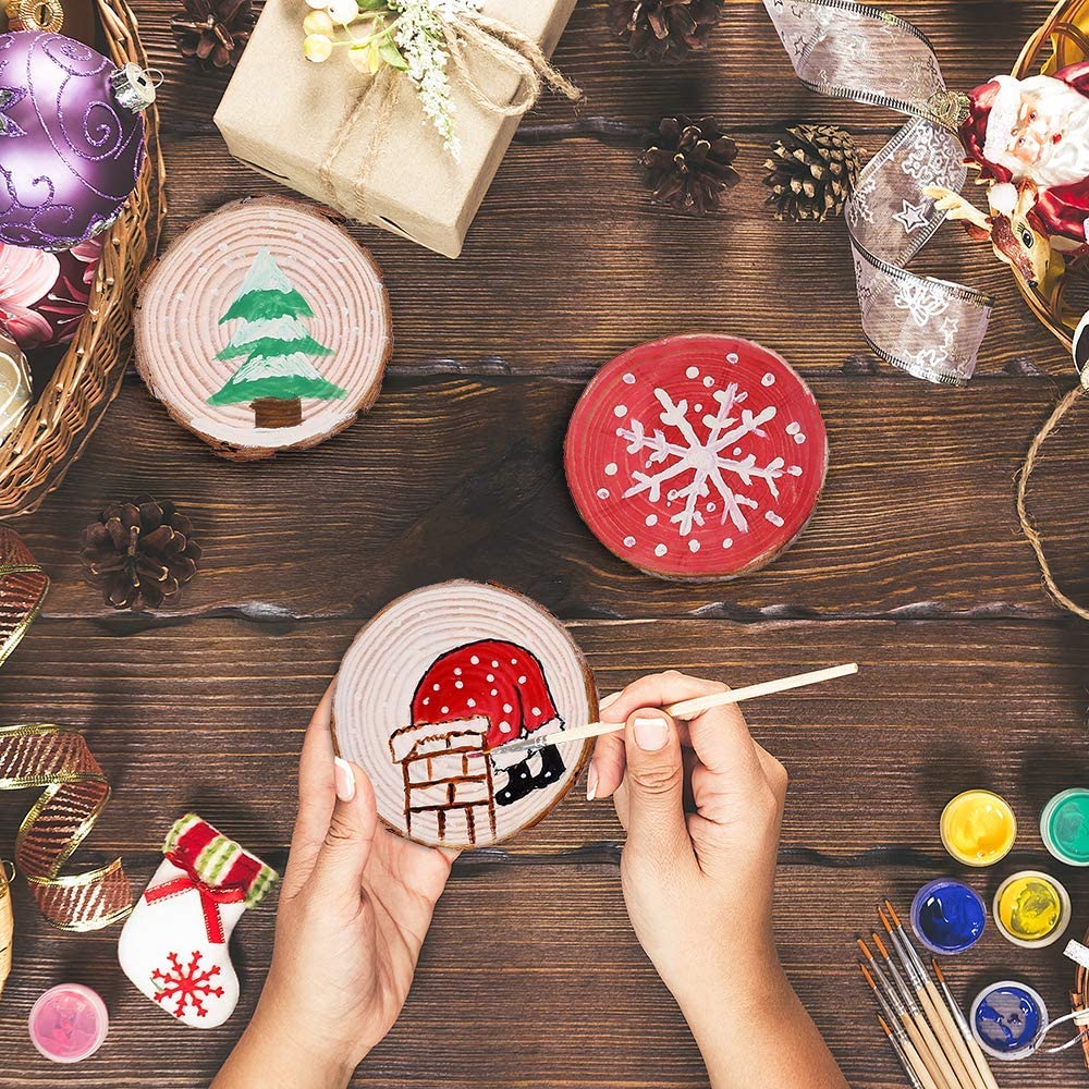 Natural Wood Slices Craft Wood - Art Craft Christmas Tree 评论和价格